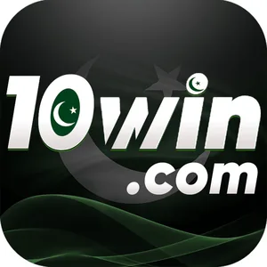 10Win app icon: white 10win .com lettering with a green crescent on a black tile