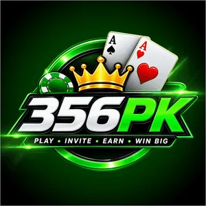 356PK app icon: 356PK lettering with a gold crown, playing cards and “Play · Invite · Earn · Win Big” on a green tile