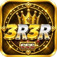 3R3R app icon: gold 3R3R wordmark with a crown and slot reels on a black tile