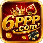 6PPP app icon: gold 6PPP .com lettering with a crown, spade and chips on a dark red tile