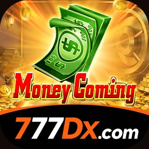 777DX app icon: green banknotes and gold coins above white 777DX.com lettering on a black band