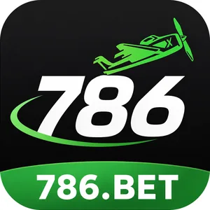 786Bet app icon: white 786 wordmark with a green swoosh and aeroplane above 786.BET on a black tile