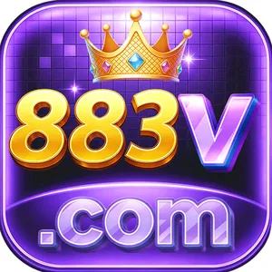 883V app icon: gold crown over the purple 883V .com wordmark on a violet tile