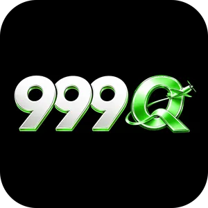 999Q app icon: chrome-effect 999 lettering with a green Q pierced by a small aeroplane, on a black rounded tile