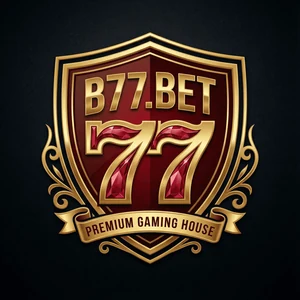 B77 app icon: a gold and maroon shield reading B77.BET over a red 77 and a Premium Gaming House ribbon