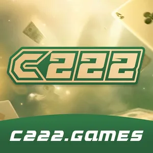 C222 app icon: silver C222 lettering with the c222.games wordmark on a gold-and-green card background