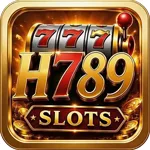 H789 app icon: gold H789 lettering with a 777 slot reel above a SLOTS banner on a gold tile