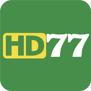 HD77 app icon: yellow outlined HD and white 77 lettering on a green rounded tile