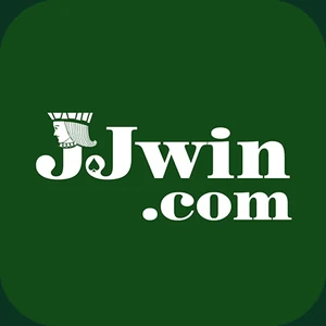 JJWin app icon: white JJwin.com lettering with a small crown on a dark green tile