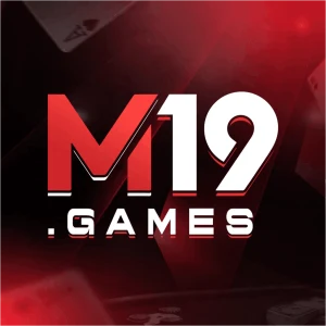 M19 app icon: red M and white 19 above the word GAMES on a dark red casino background
