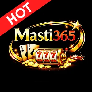 Masti365 app icon: gold Masti365 lettering with a 777 slot reel, cards and coins and a red HOT ribbon on a black tile