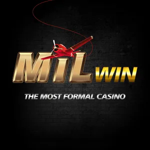 MilWin app icon: red-gold MIL.WIN wordmark with an Aviator plane and “the most formal casino” on a black tile