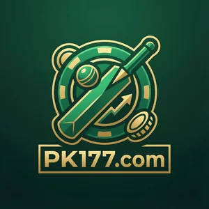 PK177 app icon: a green cricket bat and ball inside a green ring above PK177.com lettering on a dark green tile