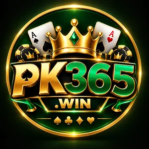 PK365 logo artwork: gold crown, aces and casino chips on a green badge