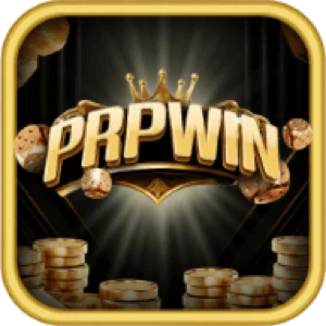 PRP app icon: PRPWIN in gold lettering beneath a small crown, over stacks of gold coins on a black tile with a gold border