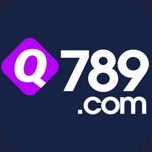 Q789 app icon: a white Q on a purple diamond beside white 789.com lettering on a navy tile