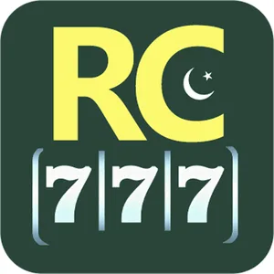 RC777 app icon: yellow RC with a crescent above a 777 slot strip on a dark green tile