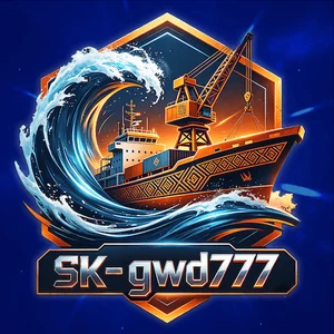 SK-GWD777 app icon: a cargo ship and crane in a wave inside a hexagon, above SK-gwd777 lettering