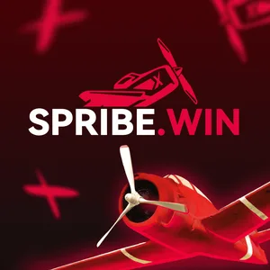 Spribe.win app icon: red SPRIBE.WIN lettering above a red Aviator-style plane on a dark red tile