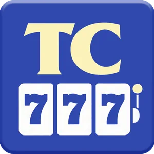 TC777 app icon: cream TC lettering above three white slot reels reading 777, on a blue rounded tile