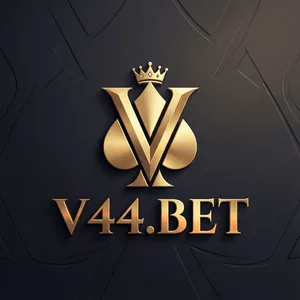 V44 app icon: gold V44.BET monogram with a crown on a dark tile