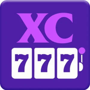 XC777 app icon: purple tile with the XC wordmark above three white slot reels showing 777